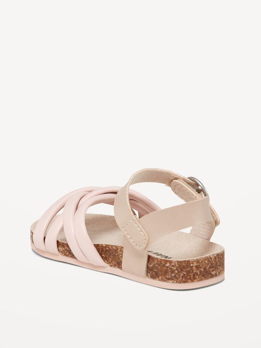 Strappy Faux-Leather Puff Sandals for Baby