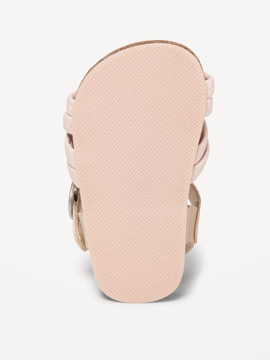 Strappy Faux-Leather Puff Sandals for Baby