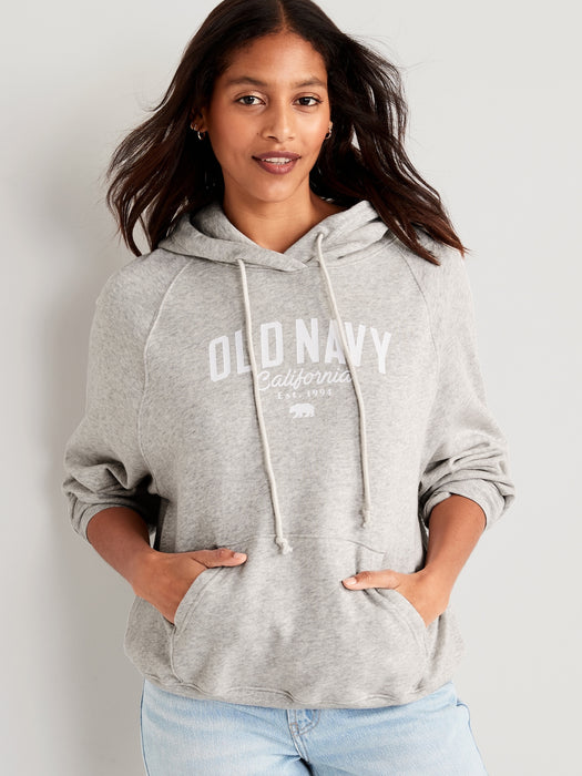 Oversized Fleece Logo Graphic Hoodie for Women
