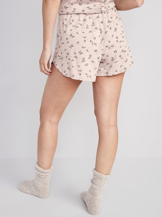 High-Waisted Floral-Print Sunday Sleep Shorts for Women -- 3.5-inch inseam