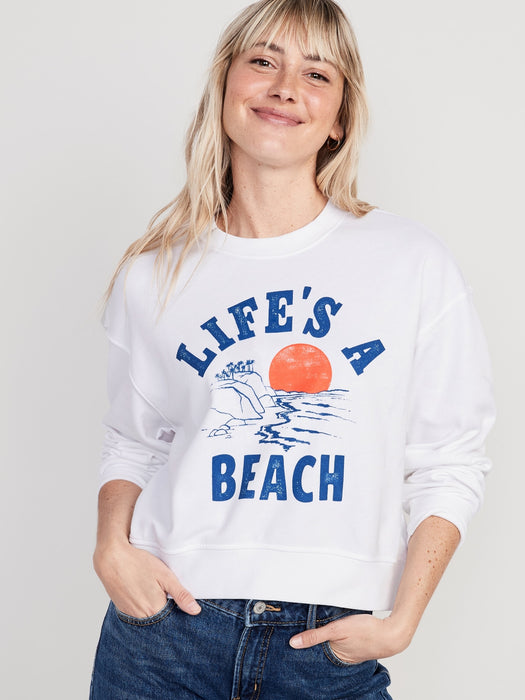 Cropped Vintage French-Terry Sweatshirt for Women