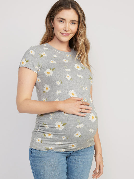 Maternity Crew-Neck Side-Shirred T-Shirt