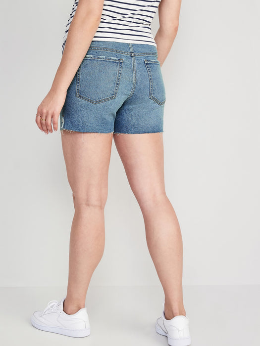 Maternity Full Panel OG Straight Side-Slit Cut-Off Jean Shorts -- 5-inch inseam