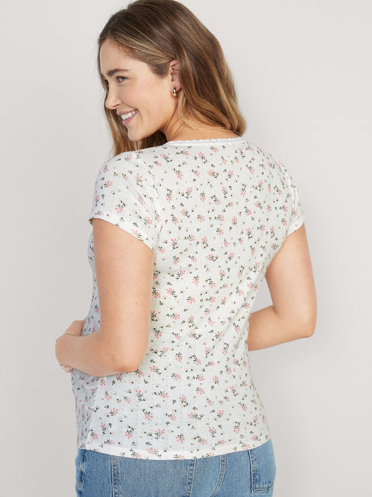 Maternity Scoop-Neck Pointelle Top