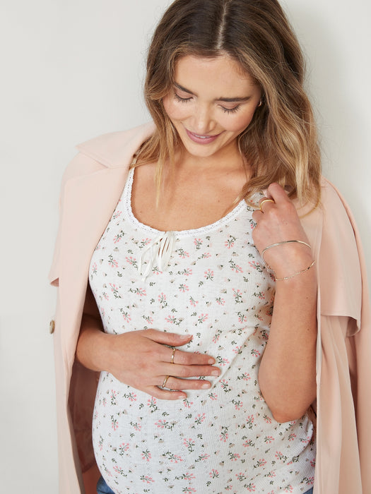 Maternity Scoop-Neck Pointelle Top