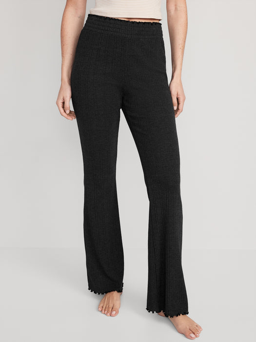 High-Waisted Pointelle-Knit Boot-Cut Pajama Pants for Women