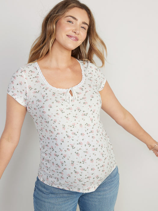Maternity Scoop-Neck Pointelle Top
