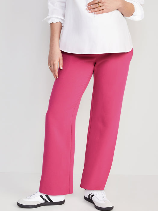 Maternity Full-Panel Textured Taylor Wide-Leg Trouser Suit Pants