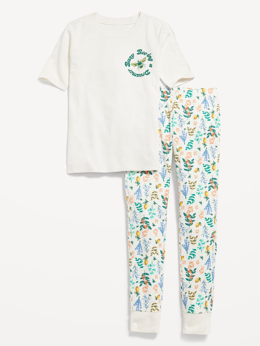 Matching Gender-Neutral Snug-Fit Printed Pajama Set for Kids