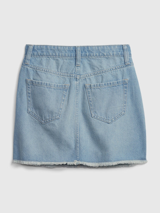 Kids High Rise Rhinestone Denim Skirt