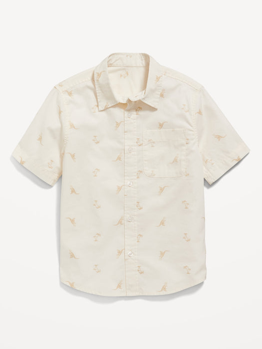 Short-Sleeve Printed Poplin Shirt for Boys