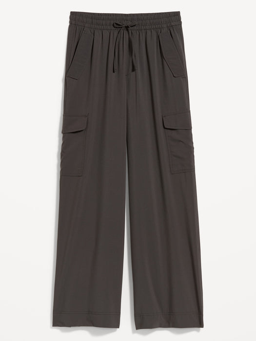 High-Waisted StretchTech Wide-Leg Cargo Pants for Women
