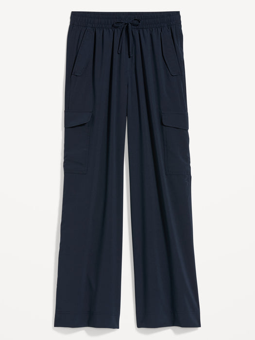 High-Waisted StretchTech Wide-Leg Cargo Pants