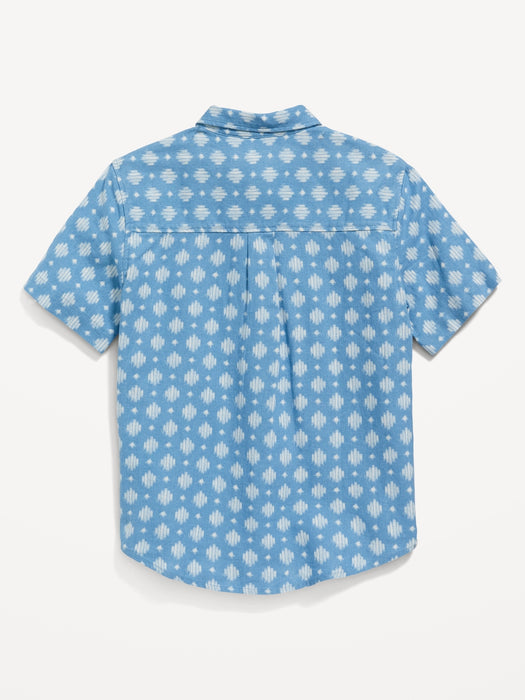 Short-Sleeve Linen-Blend Pocket Shirt for Boys