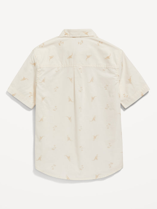 Short-Sleeve Printed Poplin Shirt for Boys