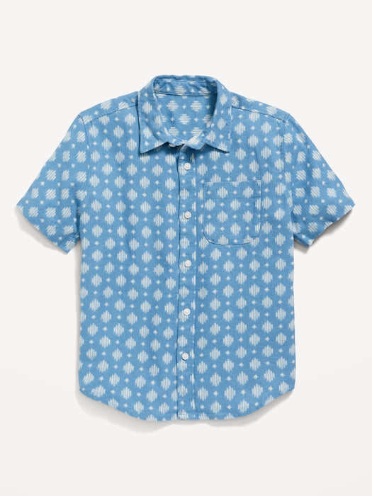 Short-Sleeve Linen-Blend Pocket Shirt for Boys