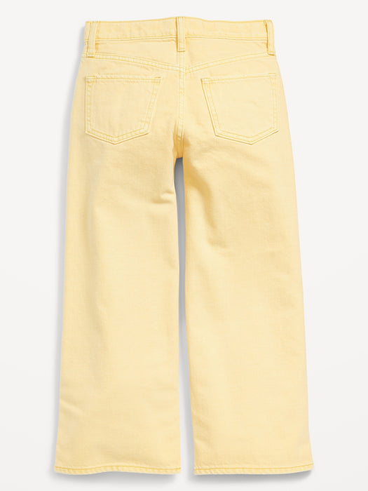 High-Waisted Pop-Color Baggy Wide-Leg Jeans for Girls