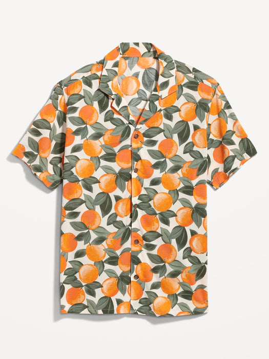 Short-Sleeve Printed Camp Shirt for Men