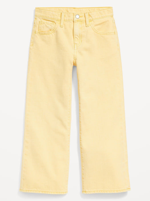 High-Waisted Pop-Color Baggy Wide-Leg Jeans for Girls