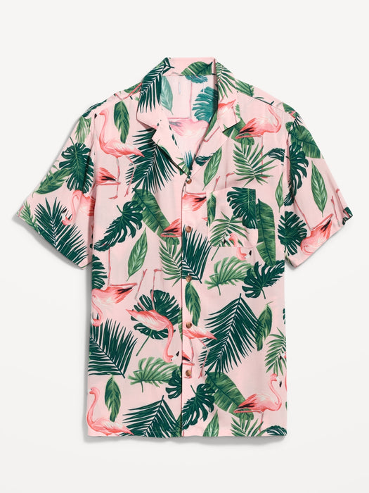Short-Sleeve Printed Camp Shirt for Men