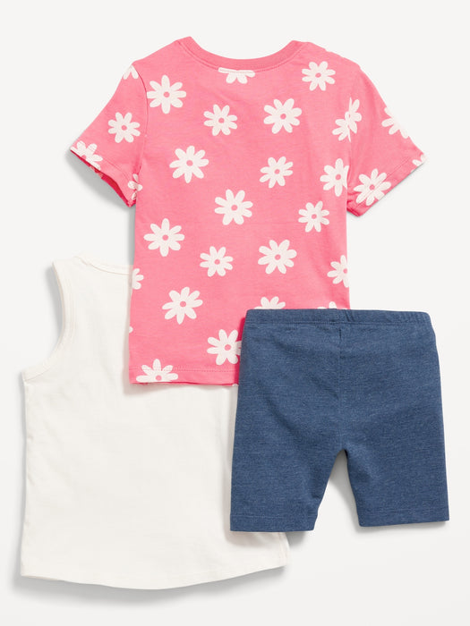 T-Shirt, Tank Top & Biker Shorts 3-Pack for Toddler Girls