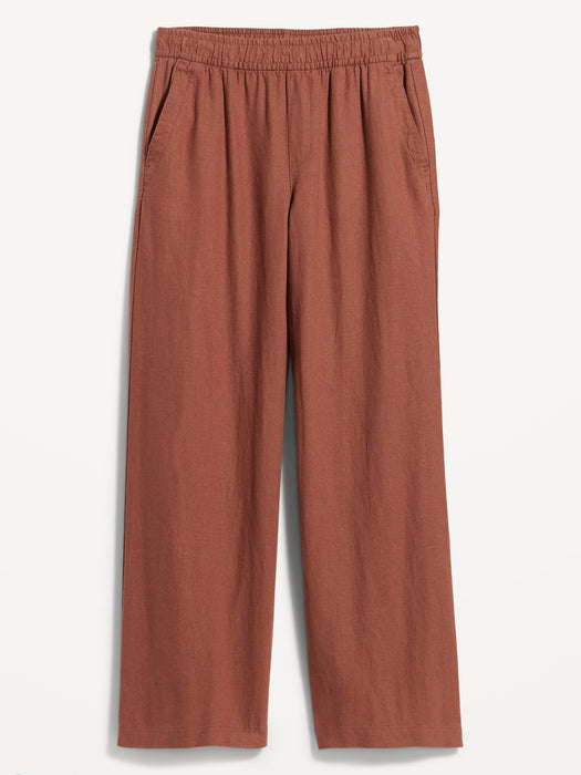 High-Waisted Linen-Blend Wide-Leg Pants for Women