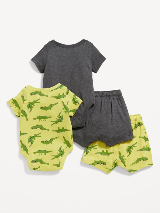 4-Piece Bodysuit and Shorts Set for Baby