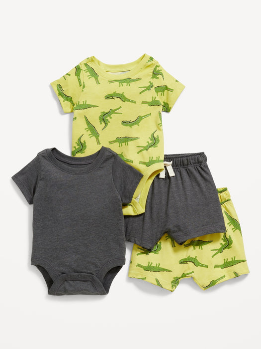 4-Piece Bodysuit and Shorts Set for Baby