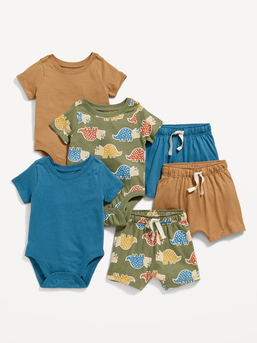 6-Piece Bodysuit and Shorts Set for Baby