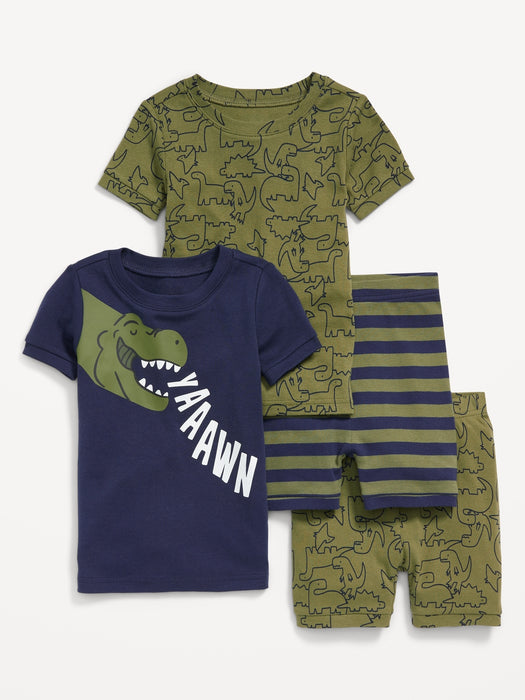 Unisex 4-Piece Snug-Fit Graphic Pajama Set for Toddler & Baby