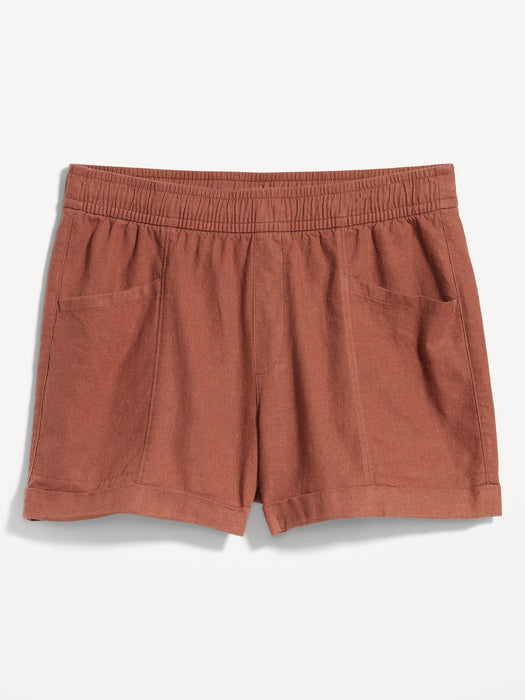 High-Waisted Linen-Blend Utility Shorts for Women -- 3.5-inch inseam