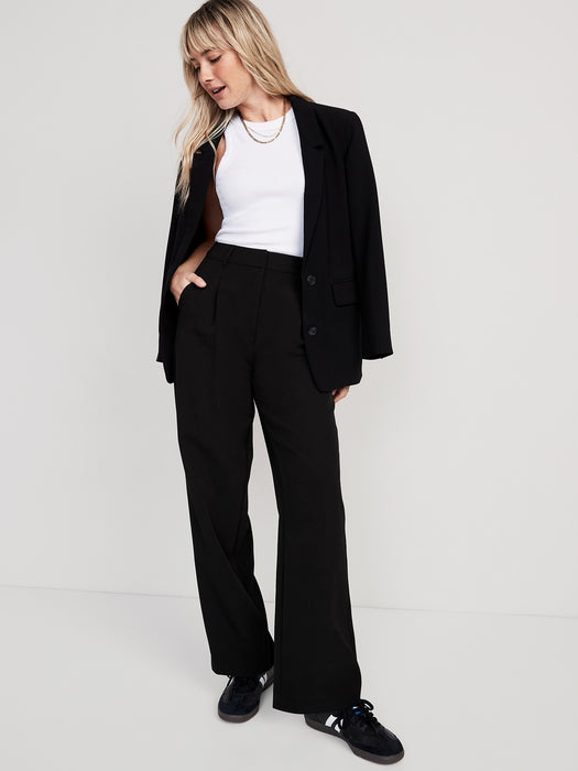 Extra High-Waisted Pleated Taylor Trouser Wide-Leg Pants for Women