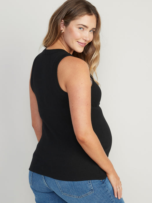 Maternity Rib-Knit Henley Tank Top