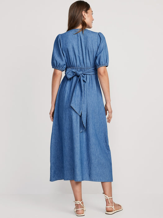 Fit & Flare Twist-Front Maxi Dress for Women