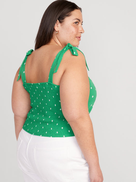 Fitted Tie-Shoulder Cropped Dobby Corset Cami Top for Women