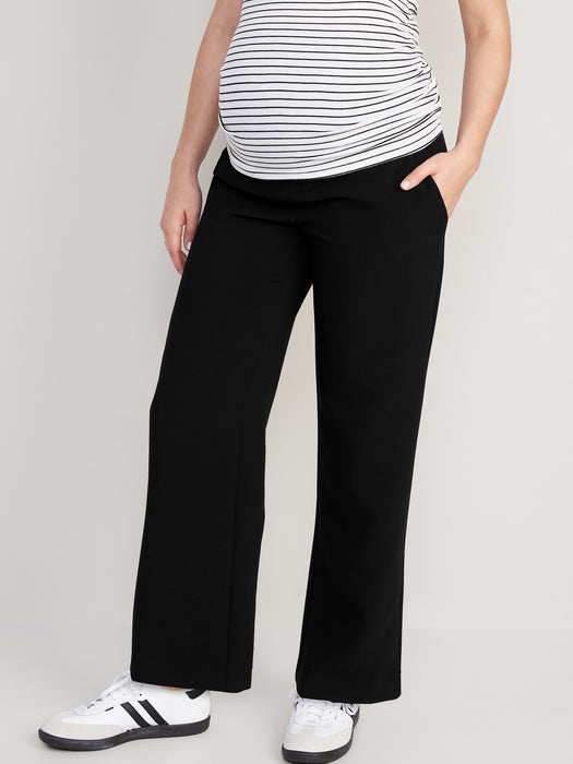 Maternity Full-Panel Textured Taylor Wide-Leg Trouser Suit Pants