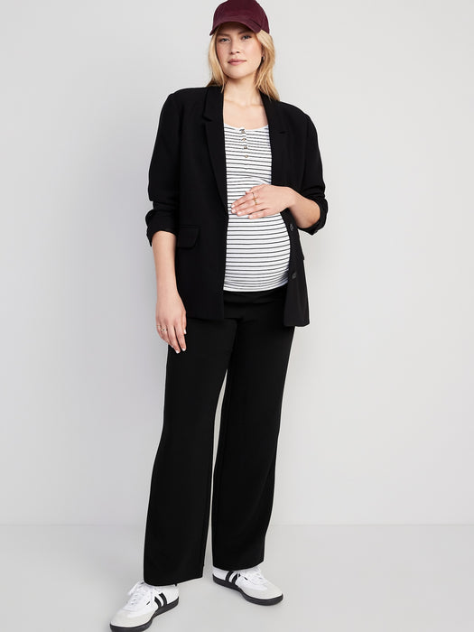 Maternity Full-Panel Textured Taylor Wide-Leg Trouser Suit Pants