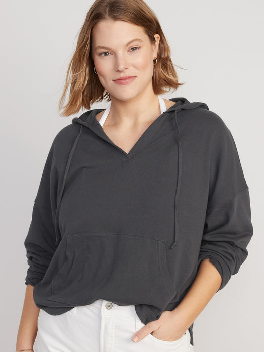 Slouchy French-Terry Tunic Hoodie for Women