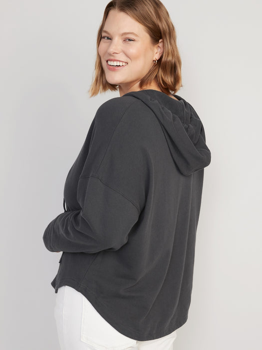 Slouchy French-Terry Tunic Hoodie for Women