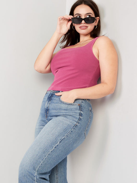 Cropped Rib-Knit Tank Top for Women