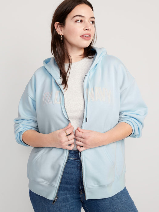 Slouchy Logo Graphic Full-Zip Hoodie for Women