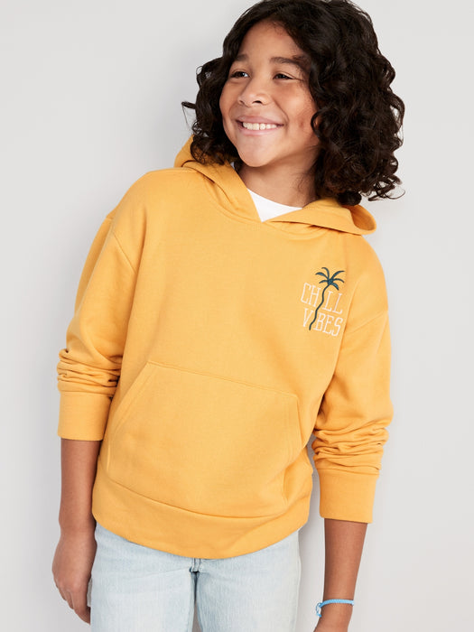 Gender-Neutral Embroidered-Graphic Pullover Hoodie for Kids