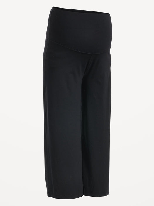 Maternity Rollover-Waist PowerLite LYCRA® ADAPTIV Cropped Wide-Leg Pants