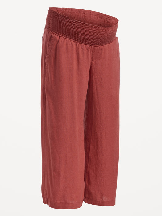 Maternity Linen-Blend Wide-Leg Pants