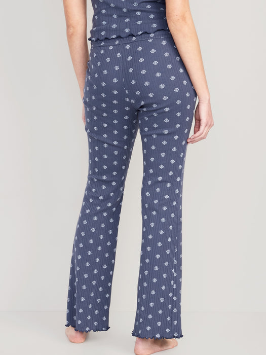 High-Waisted Pointelle-Knit Boot-Cut Pajama Pants for Women