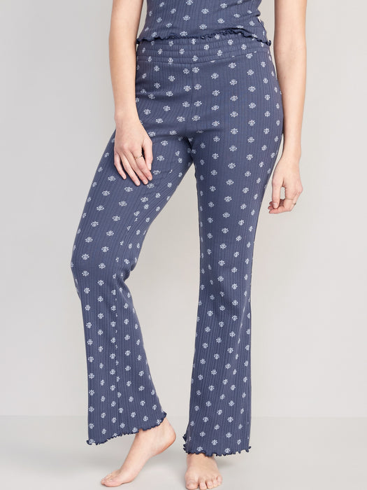 High-Waisted Pointelle-Knit Boot-Cut Pajama Pants for Women