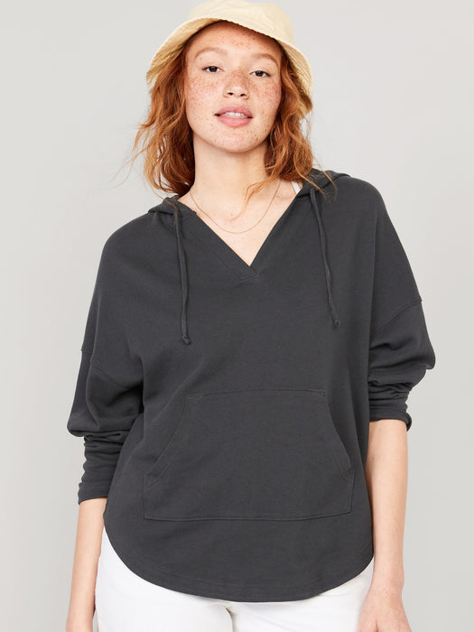Slouchy French-Terry Tunic Hoodie for Women