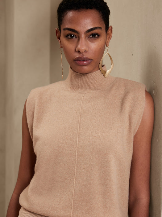 Franca Cashmere Padded-Shoulder Top
