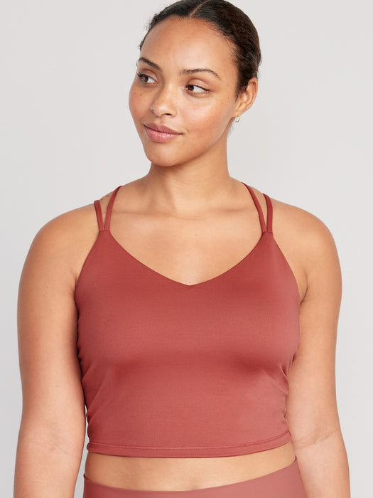 Light Support PowerPress Strappy Longline Sports Bra for Women XS-4X