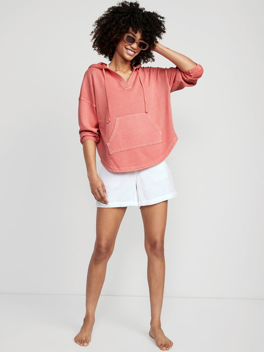 Slouchy French-Terry Tunic Hoodie for Women